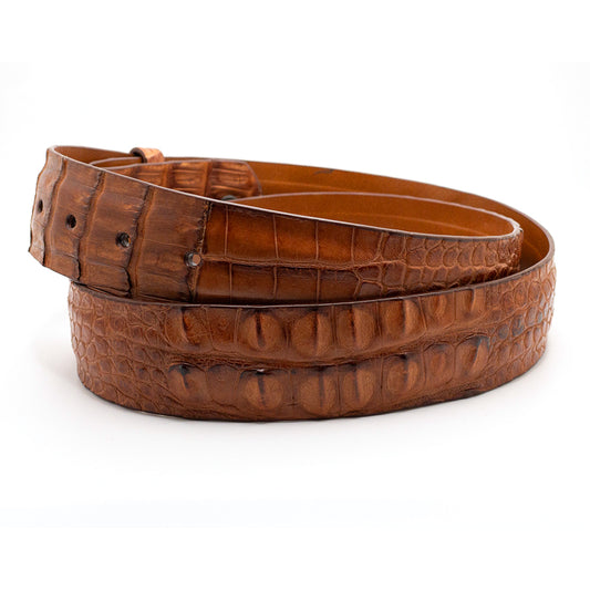 Cognac Horn-Back Alligator Belt Strap