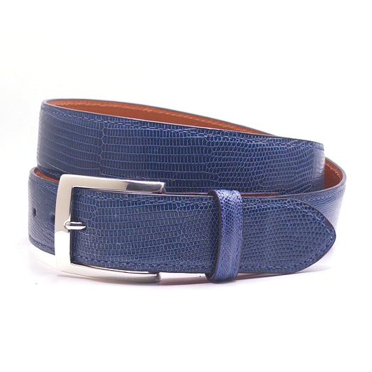 Denim Blue Lizard Golf Belt Strap & TT Silver Buckle