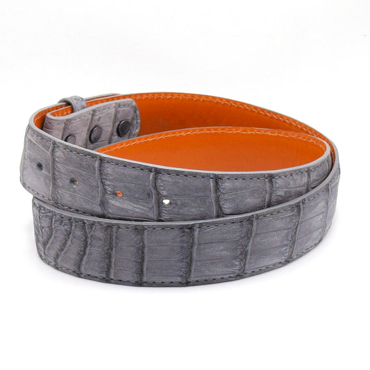 Grwy suede alligator belt strap.