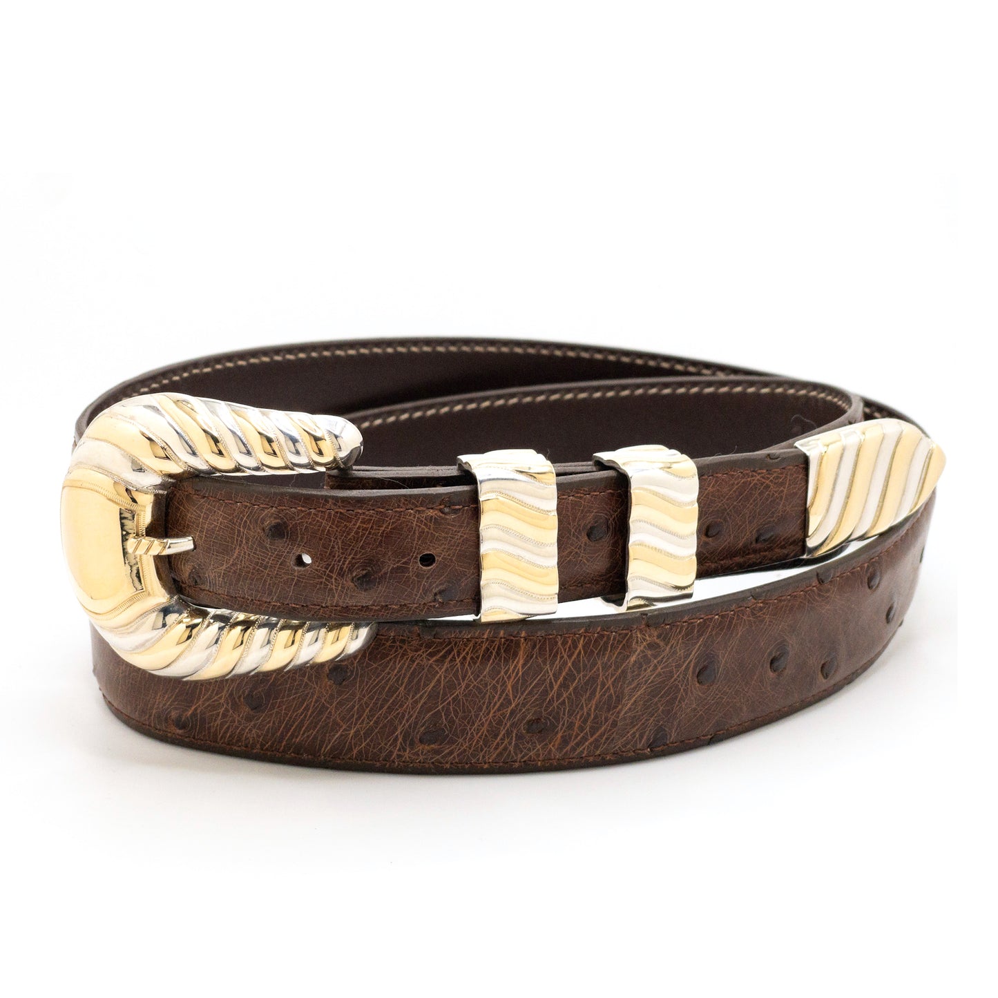 Herb Gansheimer Heritage with 14k gold strips 1 inch belt buckle set.
