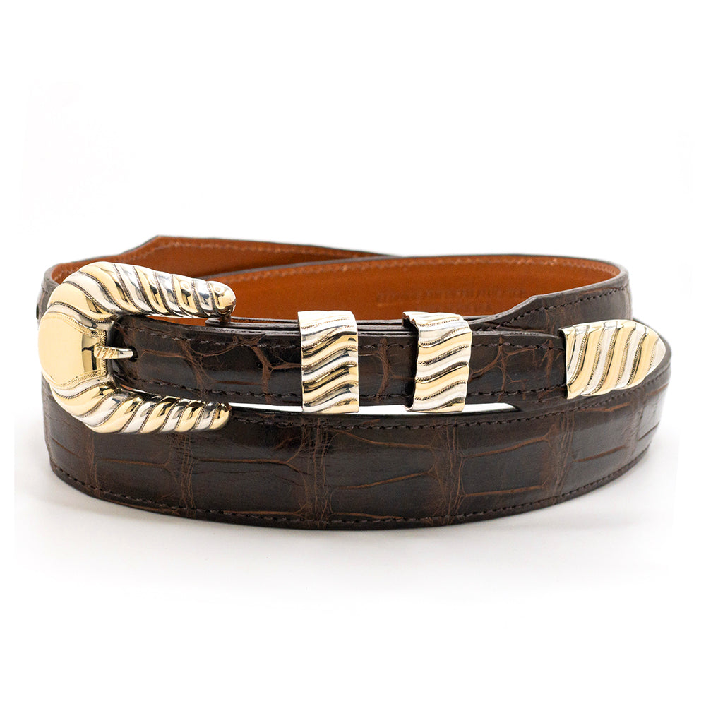 Herb Gansheimer Heritage with 14k gold strips 3/4 inch belt buckle set.
