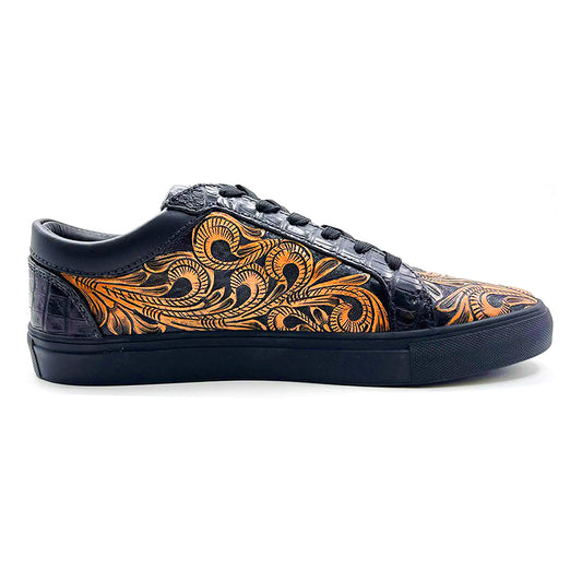 Hand-Tooled Leather Sneakers