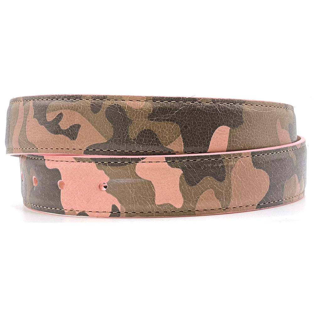 Pink Camo Leather Belt Strap