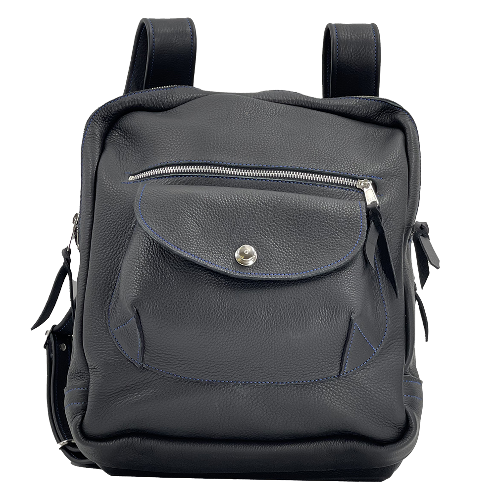 Billy Sunday Black Leather w/ Blue Stitching Backpack – Tom Taylor ...