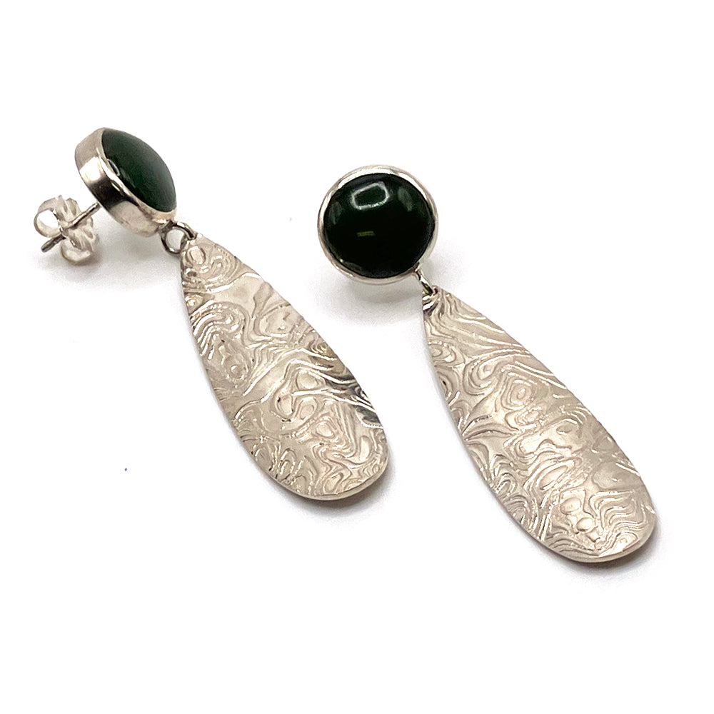 Jade and Argentium Silver Earrings