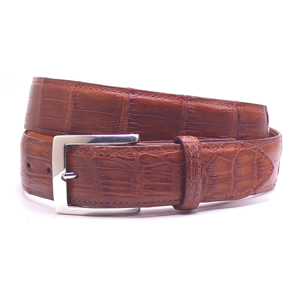 Matte Cognac Alligator Golf Belt & TT Silver Buckle