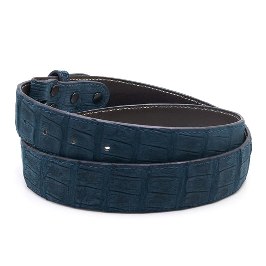 Navy Blue Nubuck Crocodile Belt Strap