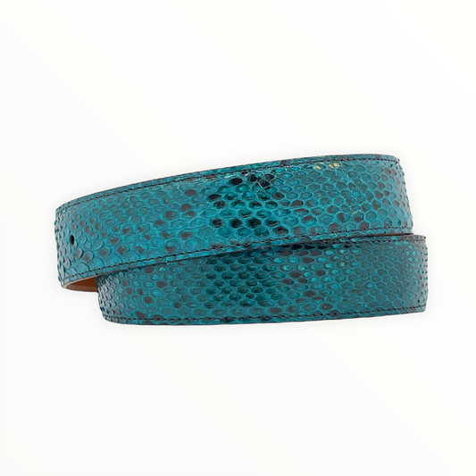 Turquoise Blue Python Belt Strap