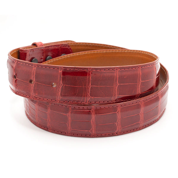 Genuine Alligator Belt Red Made in Italy Solid Brass Buckle Sz 44 / 115` Handmade Genuine Alligator Belt | Made In USA – DaLuca Straps main image 4