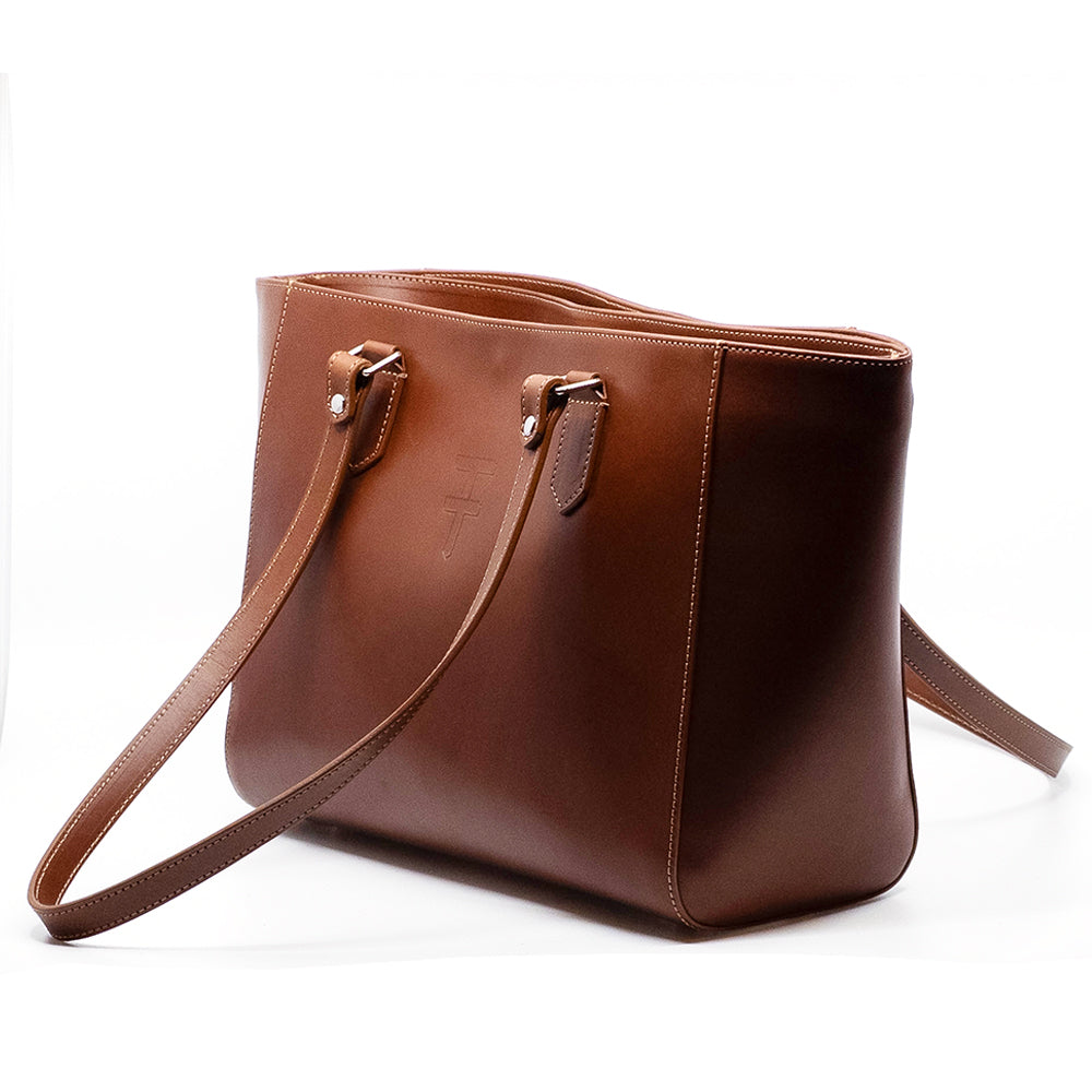 Brown English Bridle leather handbag.