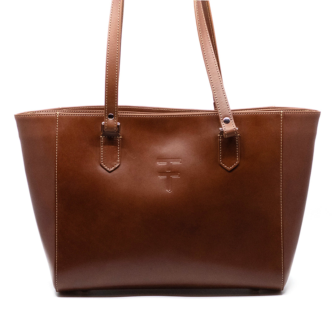 Brown english bridle leather handbag.