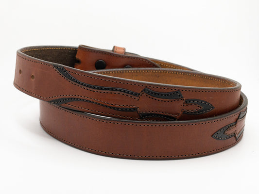 Tan Applique Leather Belt Strap