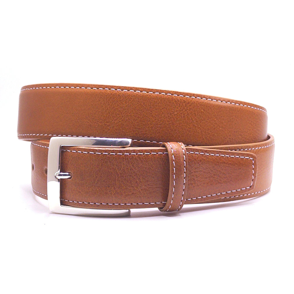 Tan Italian Leather Golf Belt & TT Silver Buckle