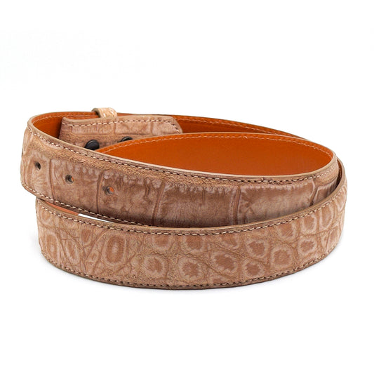 Tan suede alligator belt strap.