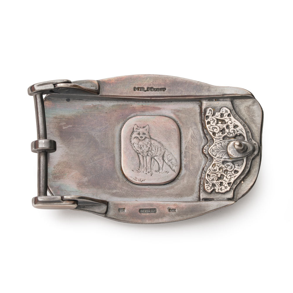 Backside of the Neil Hunt "Covey of Quail" buckle.