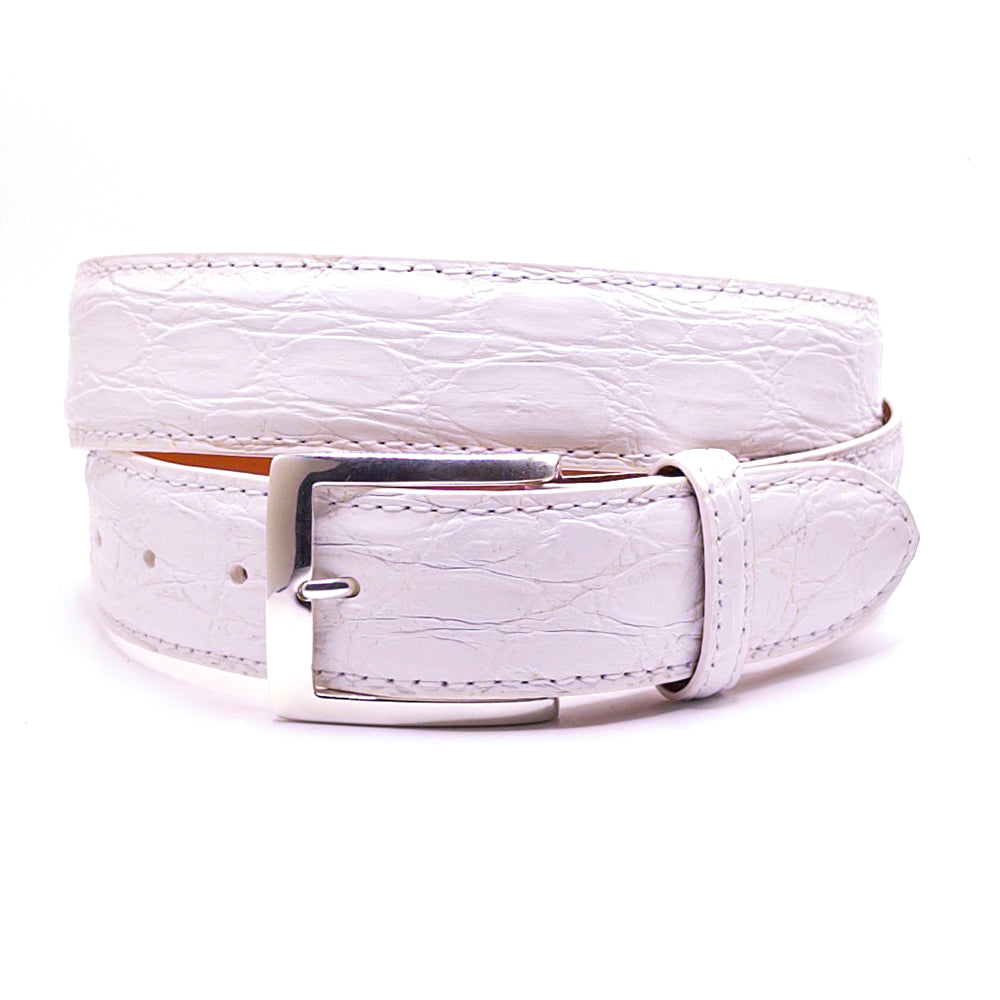 White Caiman Flank Golf Belt & TT Silver Buckle