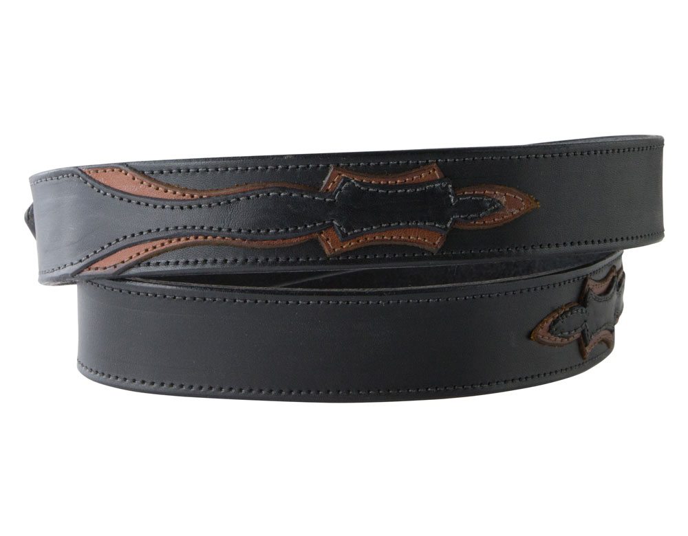 Black Applique Western Leather Belt Strap