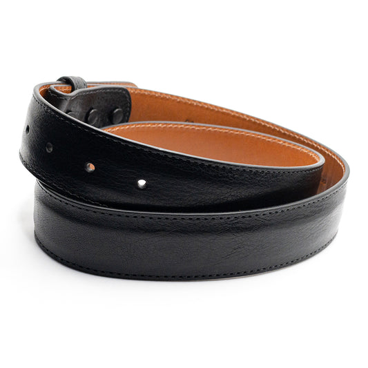 Black Italian Calf Leather Belt Strap