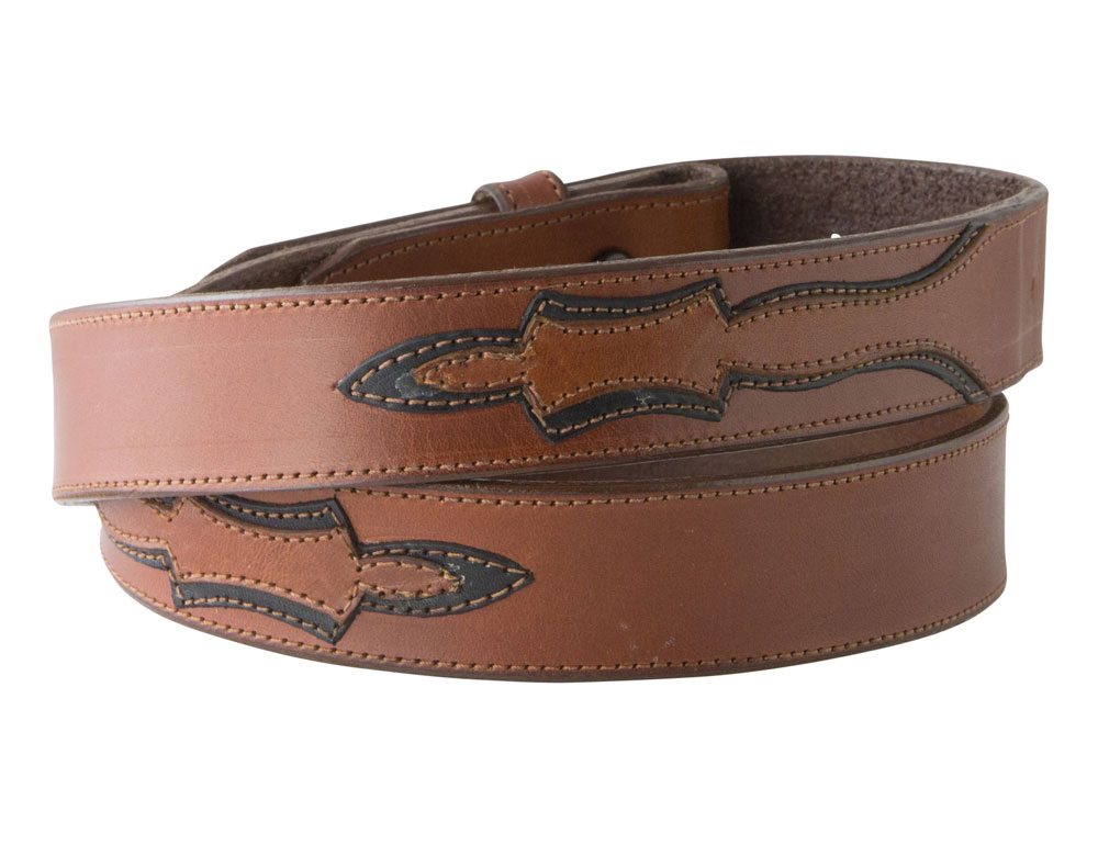 Tan Applique Western Leather Belt Strap