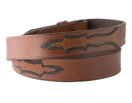 Tan Applique Western Leather Belt Strap