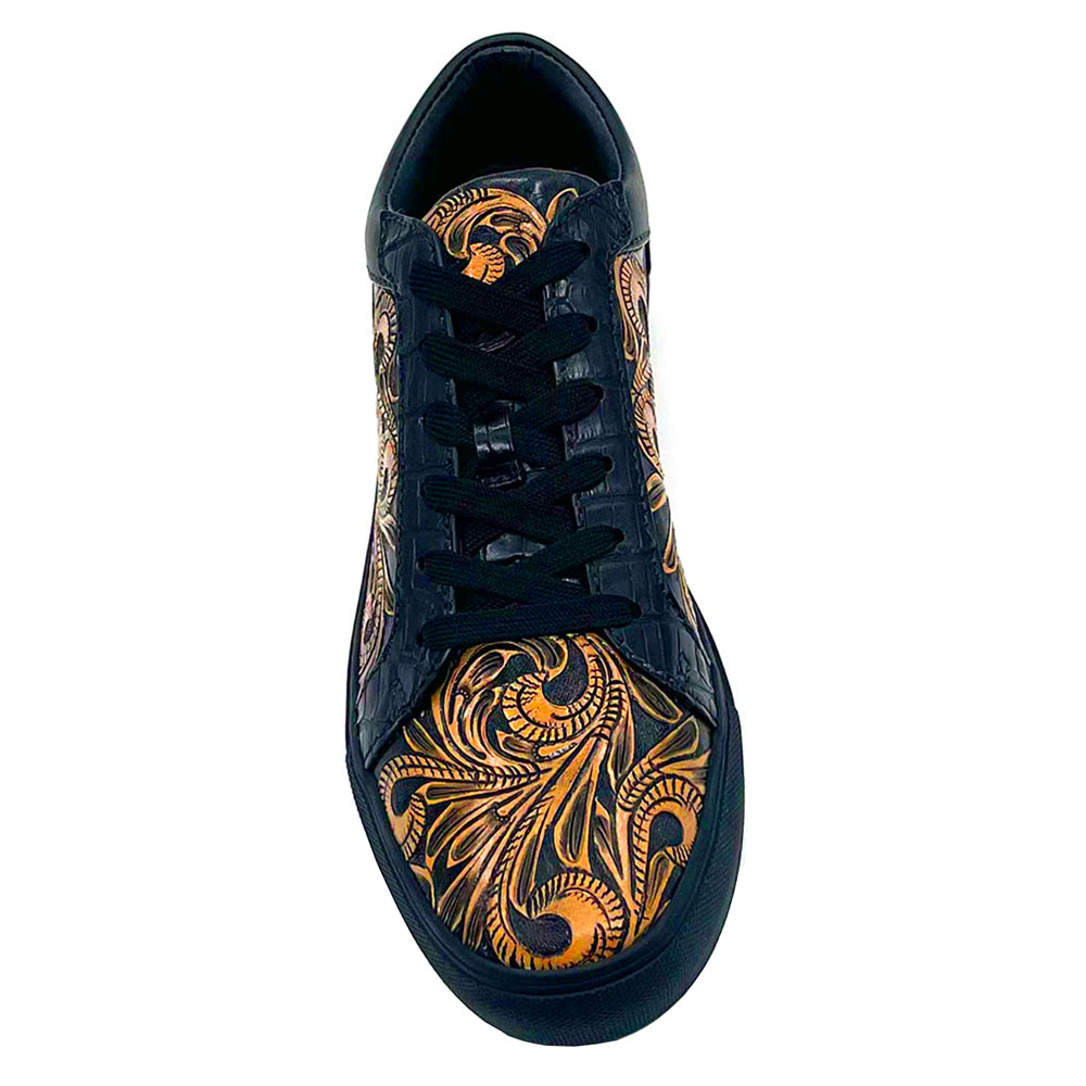 Hand-Tooled Leather Sneakers