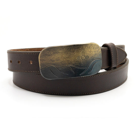 Meridian Farms Bright Brass Zia Rolling Peak Belt Buckle