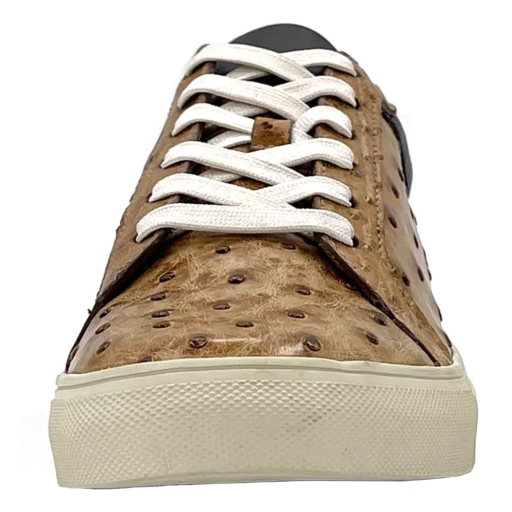 Front View Tan Ostrich Sneakers