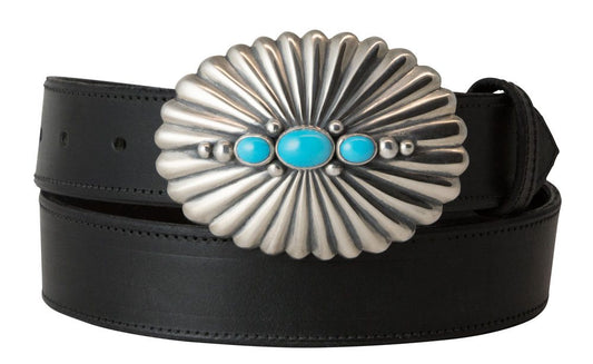 Silver and Turquoise Belt Buckle