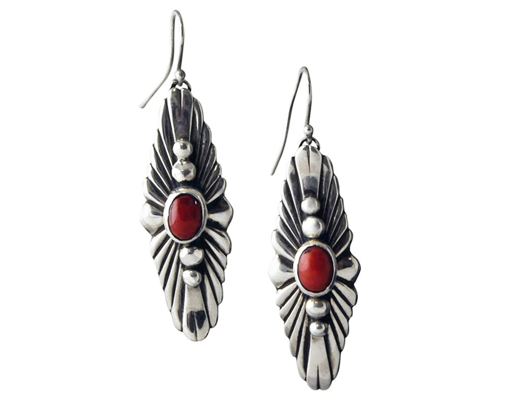 Silver and Coral Earrings