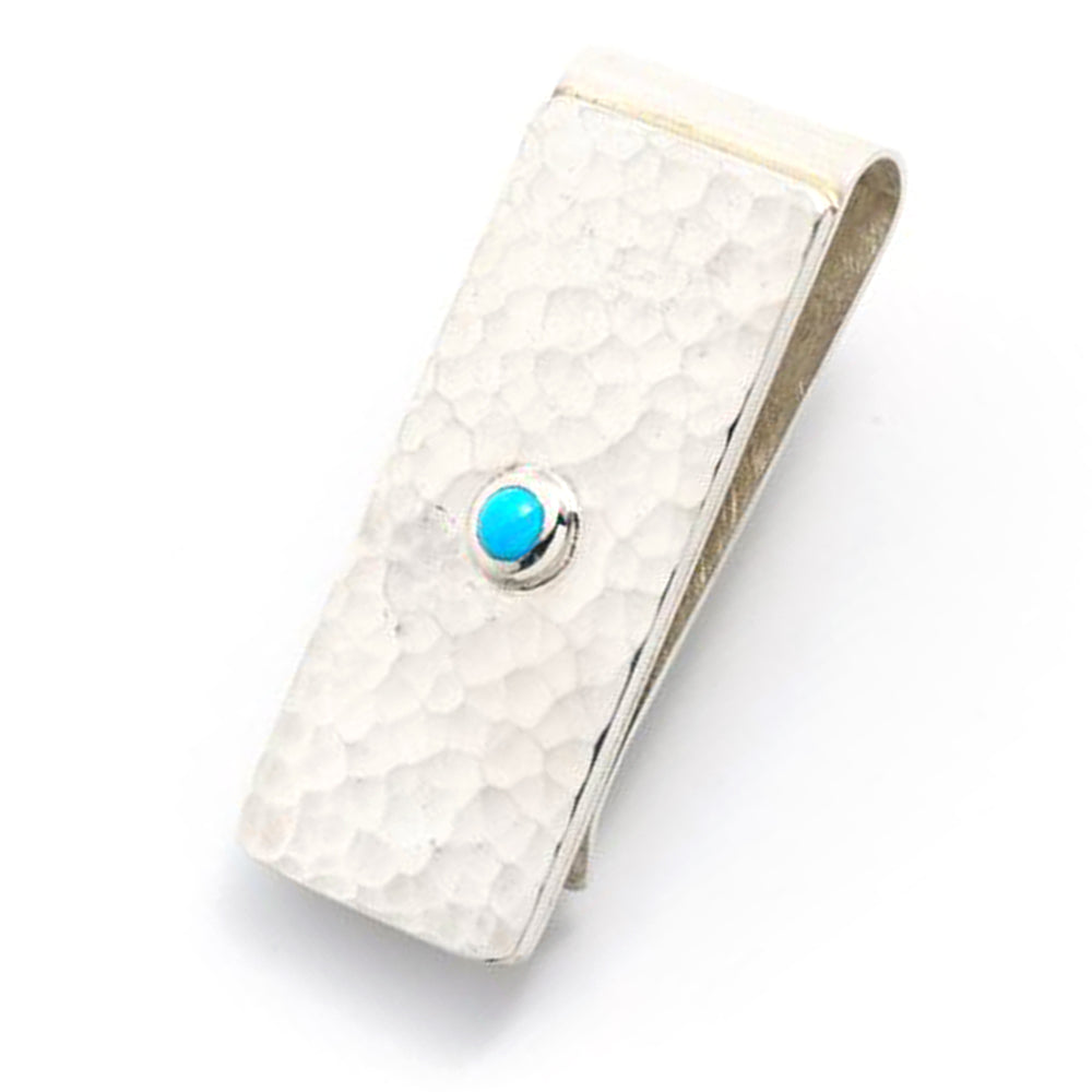 Hammered Sterling Silver and Turquoise Money Clip