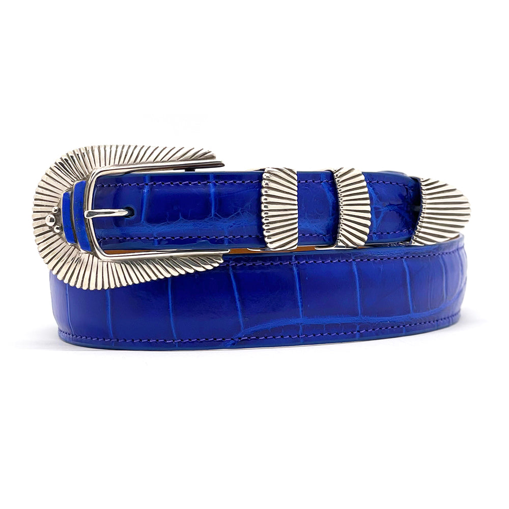 Silver and Lapis Belt Buckle Set