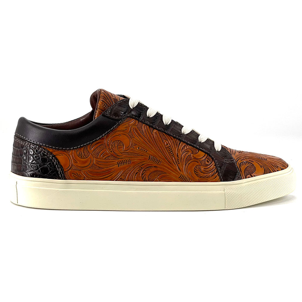 Hand Tooled Leather Sneakers | Tom Taylor - Santa Fe – Tom Taylor Belts ...