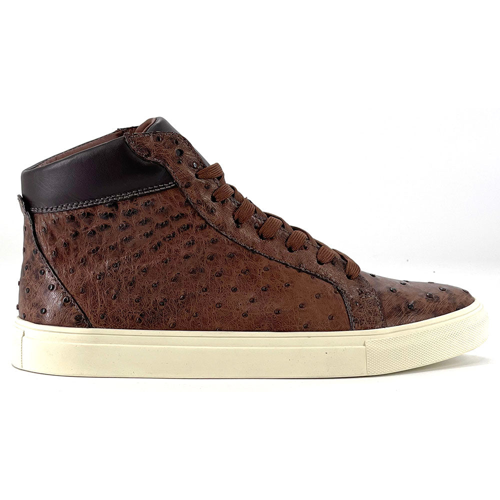 Brown Ostrich High Top Sneakers