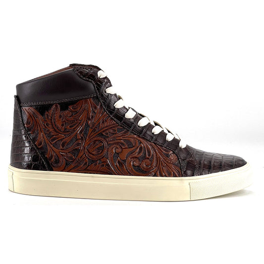Tooled Croc High Top Sneakers