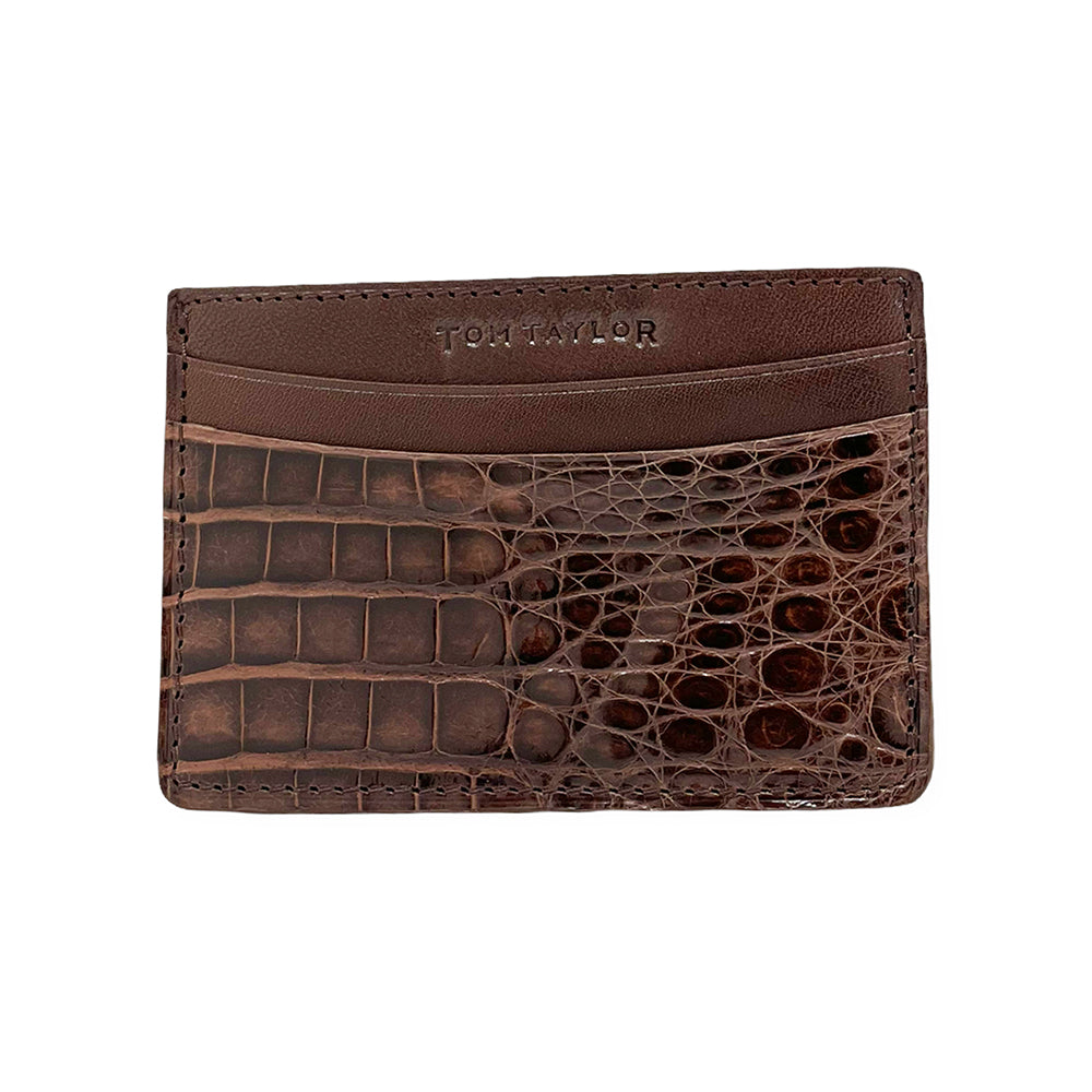 Brown Crocodile Leather Card Case