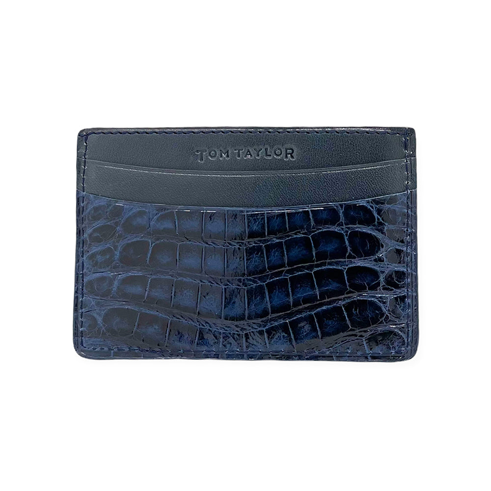 Blue Crocodile Leather Card Case