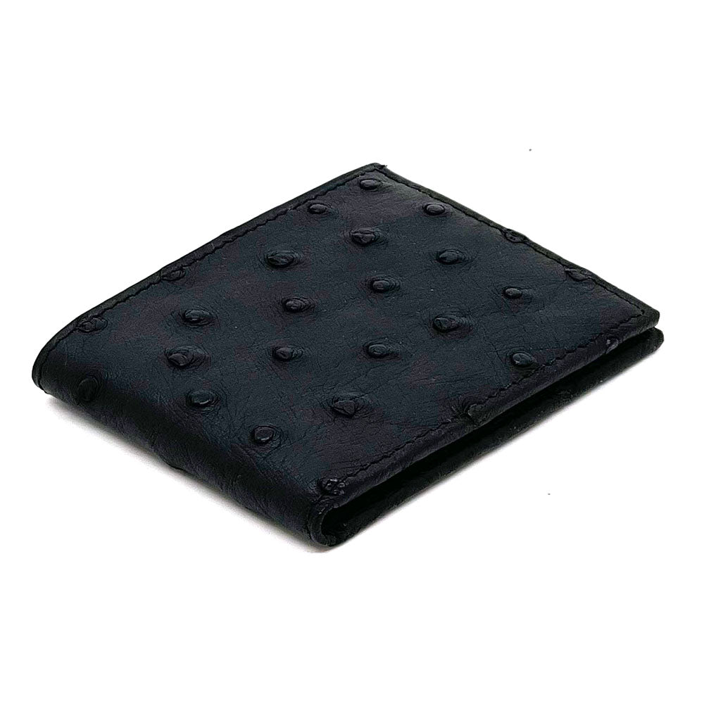 Black Ostrich Slim-Fold Wallet