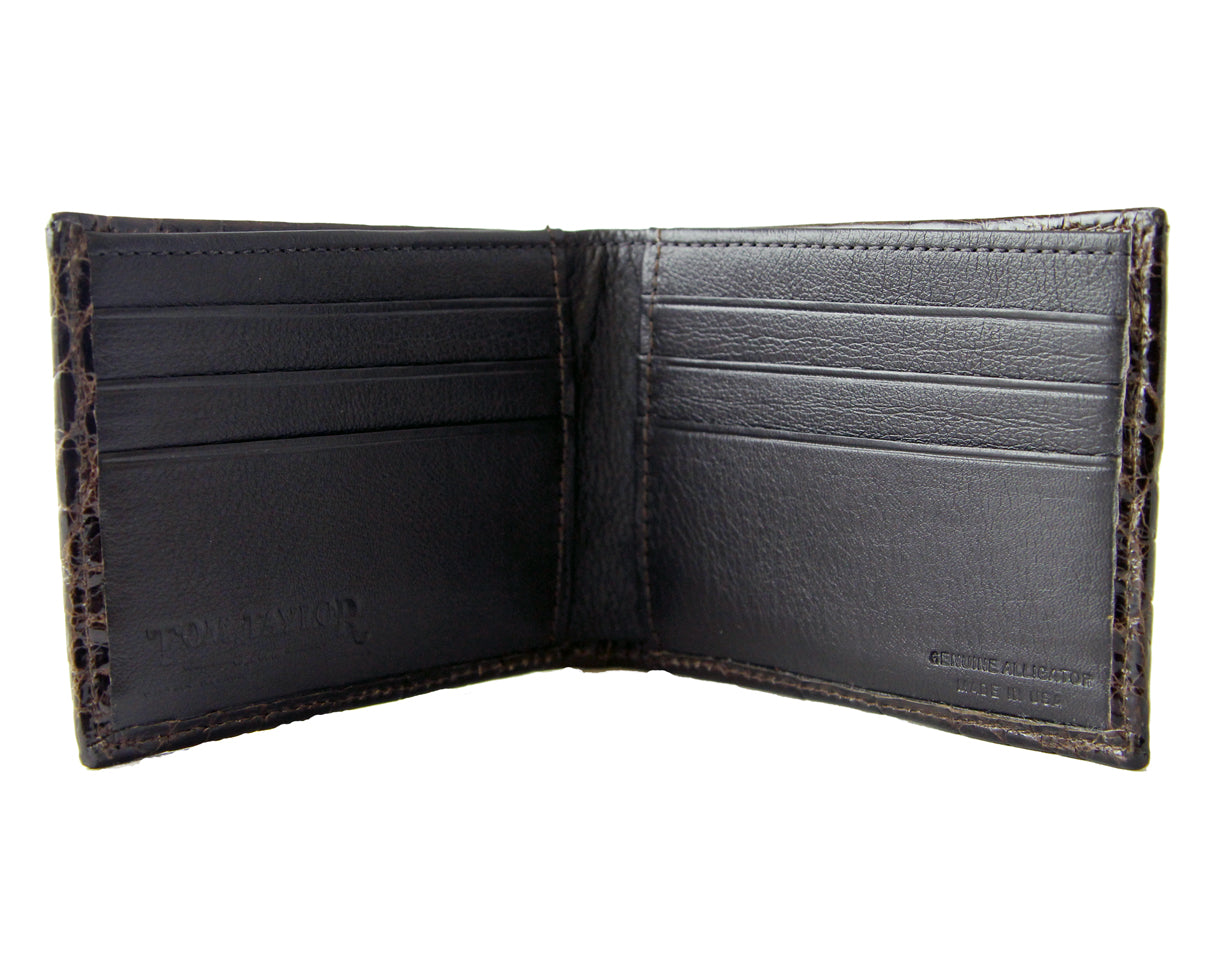 The inside of a slim fold wallet,