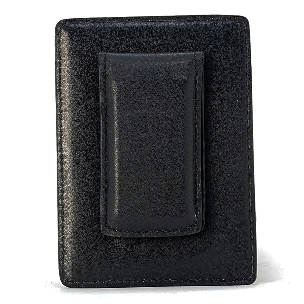 Black Calf Sprot Clip Front Wallet